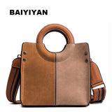 Matter PU Leather Panelled Women handbag Ladies Shoulder Bag
