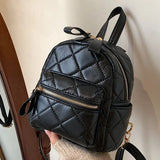 Mini Backpack Diamond Lattice Embroidered Thread Travel Schoolbag for Teen Girls