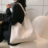Stylish PU Leather Bucket Tote Shopping Bag High Capacity