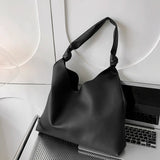 Stylish PU Leather Bucket Tote Shopping Bag High Capacity