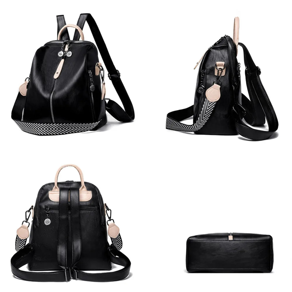Stylish PU Leather Ladies Backpack Shoulder Bag