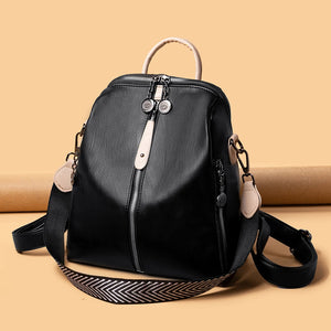Stylish PU Leather Backpack for Women Solid Shoulder Bag
