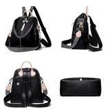 Stylish PU Leather Backpack for Women Solid Shoulder Bag