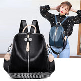 Stylish PU Leather Backpack for Women Solid Shoulder Bag