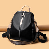 Stylish PU Leather Backpack for Women Solid Shoulder Bag