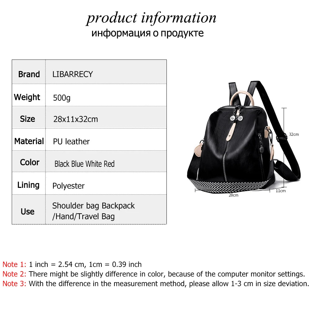 Stylish PU Leather Backpack for Women Solid Shoulder Bag