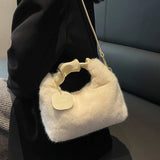 Faux Fur Handbags for Women Warm Plush Tote Bag Wallets