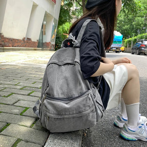 Female Denim Backpack Mini School Bag Teens Women Rucksack