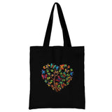 Foldable Reusable Casual Butterfly Print Canvas Shoulder Bag