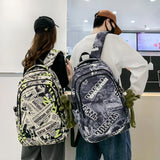 Female Cartoon Print Book Bag Women Leisure School Bag Girl Graffiti Laptop Back