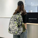 Female Cartoon Print Book Bag Women Leisure School Bag Girl Graffiti Laptop Back