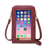 Women's Touch Screen Phone Bag Large Capacity Soft Leather Shoulder Wallet