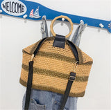 Female Straw Bag Women Crossbody Bag Carry Bamboo Make Straw Handle Handbag