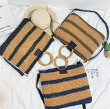 Female Straw Bag Women Crossbody Bag Carry Bamboo Make Straw Handle Handbag
