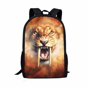 Fire Lion Pattern School Bag Durable Backpack