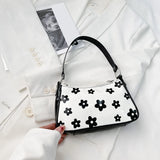 Flower Cow Print Underarm Bag For Women
