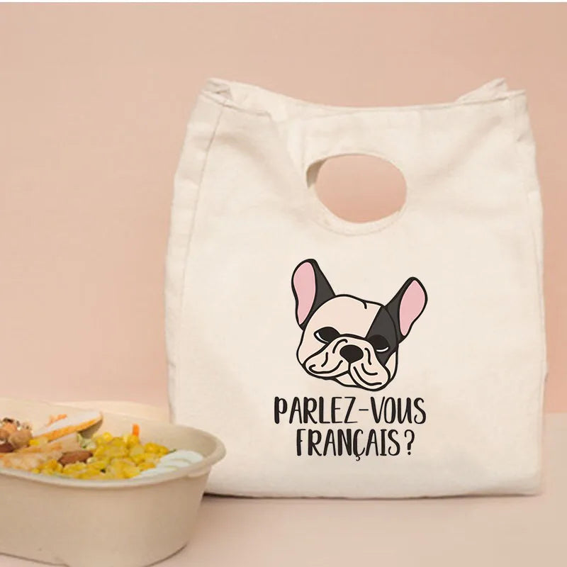 French Bulldog Insulated Lunch Bag Keep Food Safe Warm Thermal Cooler Tote