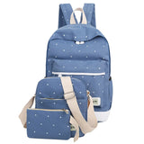 Fresh Canvas Women Backpack Big Girl Student Book Bag With Purse