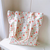 Fresh Flower Cotton Rag Bag Large Capacity Eco Tote Summer Shoulder Bag