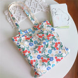 Fresh Flower Cotton Rag Bag Large Capacity Eco Tote Summer Shoulder Bag