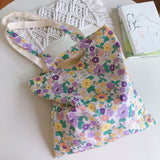 Fresh Flower Cotton Rag Bag Large Capacity Eco Tote Summer Shoulder Bag