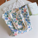 Fresh Flower Cotton Rag Bag Large Capacity Eco Tote Summer Shoulder Bag