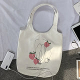 Orange Canvas Shoulder Bag Japanese Style Portable Shopping Bag