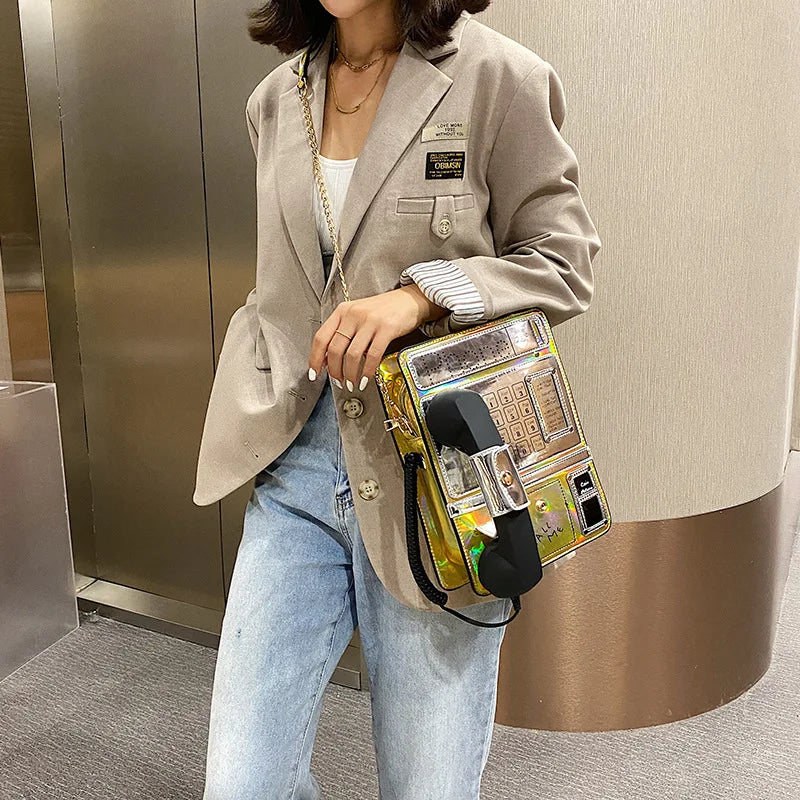 Funny Laser Public Telephone Shoulder Bag