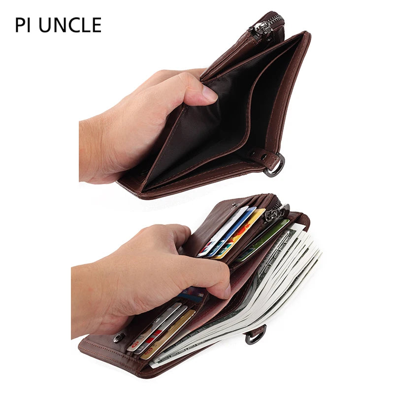 Cowhide Leather Mens Thin Wallet Short Coins Purse Small Vintage Wallet