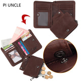 Cowhide Leather Mens Thin Wallet Short Coins Purse Small Vintage Wallet