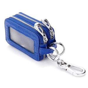 Crocodile Pattern Car Key Holder Square Cowhide Key Case with Window