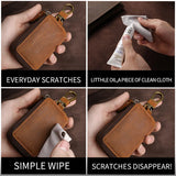 Leather Car Key Pouch Wallet Double Zipper Crazy Horse Leather Keychain Holder