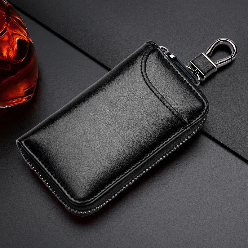 Leather Keychain Holder Pouch Purse Key Cover Bag Men