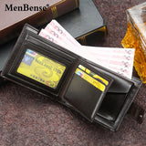 Premium Leather Men Wallets Real Cowhide Wallet Short Walley Business