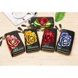 Women's Long Leather Wallet Floral Clutch Purse