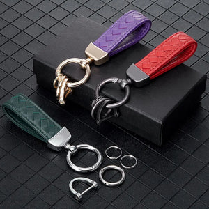 Leather Weave Car Keychain Lanyard Keychain Car Key Ring Holder Men Women