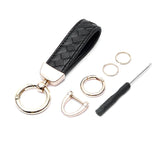 Leather Weave Car Keychain Lanyard Keychain Car Key Ring Holder Men Women