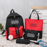 Girls Canvas Large Backpack Contrast School Bags Schulrucksack