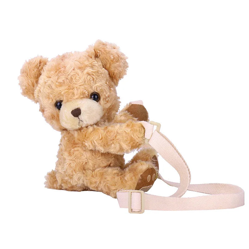 Cute Cartoon Plush Bear Crossbody Bag for Girls