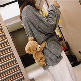 Cute Cartoon Plush Bear Crossbody Bag for Girls