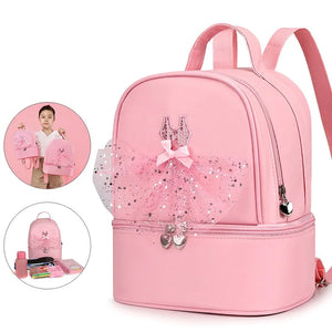 Girls Ballet Dance Girl Backpack School Bag Kids Embroidered Bag