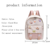 Girls Nylon Backpack INS Waterproof Backpack Large Capacity Travel Bag