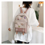 Girls Nylon Backpack INS Waterproof Backpack Large Capacity Travel Bag