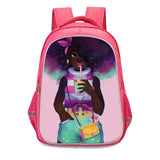 Magic Melanin Print Girls School Backpack for Kids 6-10 Years
