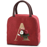 Letter Print Lunch Bag Thermal Insulated Lunch Box Tote Cooler Handbag