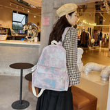 Gradient Women Backpacks Versatile Teenage Girl Student Schoolbag