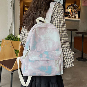 Gradient Women Backpacks Versatile Teenage Girl Student Schoolbag
