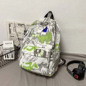 Graffiti Printed Women backpack Casual school college Girls student bag