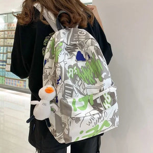 Graffiti Printed Women backpack Casual school college Girls student bag