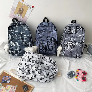 Graffiti Waterproof Nylon Schoolbags Teenage Girls Casual Children Shoulder Bag
